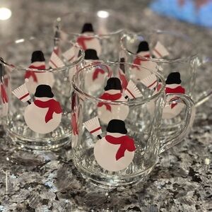 Set of 4 Luminarc Snowman Coffe mugs tea cups